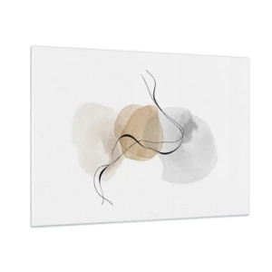 Cuadro sobre vidrio - Impresiones sobre Vidrio - Una abstracción sutil con manchas pastel y líneas negras. - 100x70cm - Pompas de aire - Decoración de pared moderna para salón y dormitorio ARTTOR