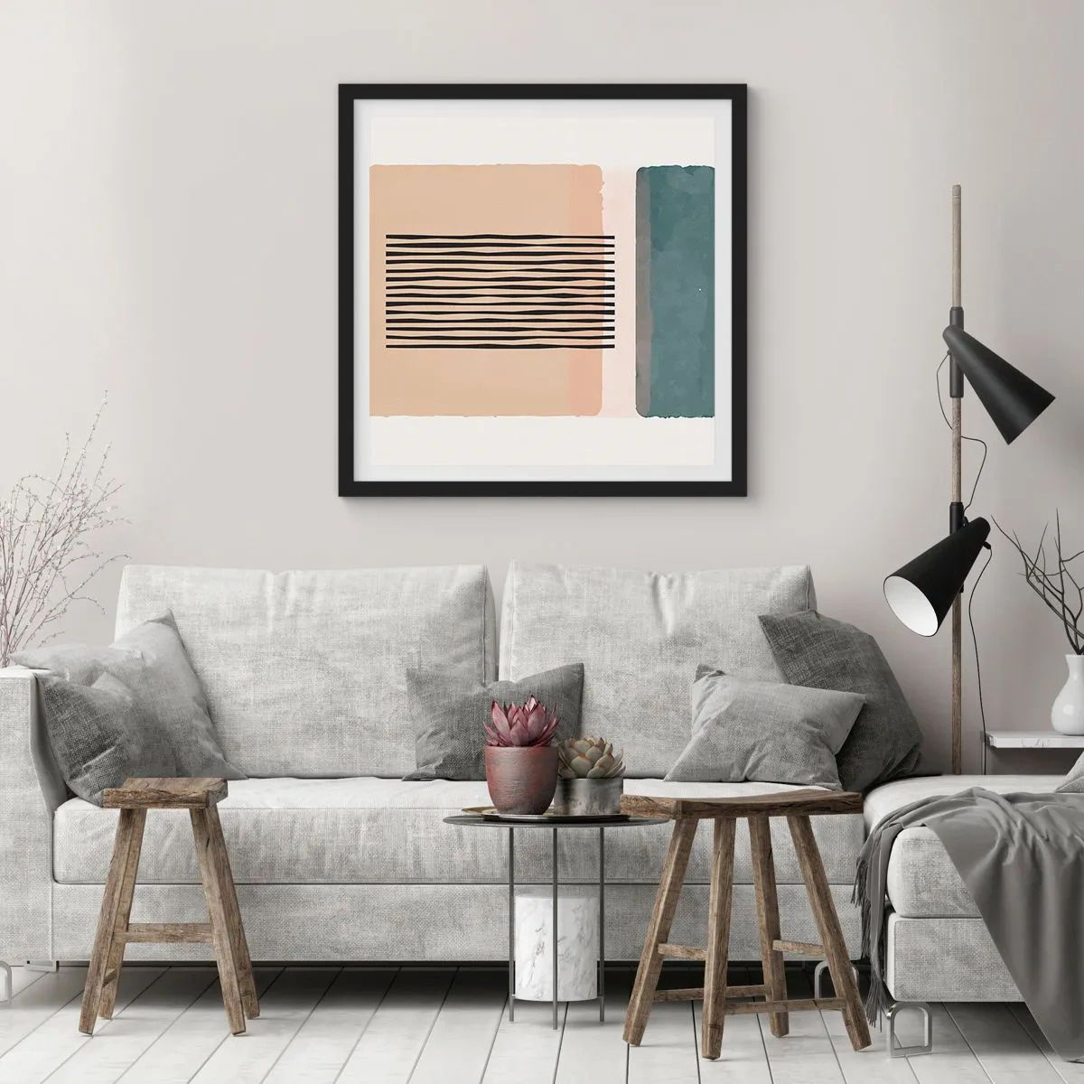 Póster en marco negro - Todo en orden - 30x30 cm
