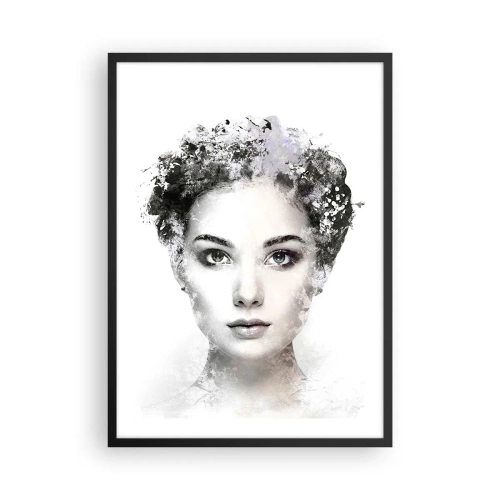Póster en marco negro - Retrato artístico de una mujer con elementos abstractos. - 50x70cm - Un retrato extremadamente elegante - Decoración de pared moderna para salón y dormitorio ARTTOR