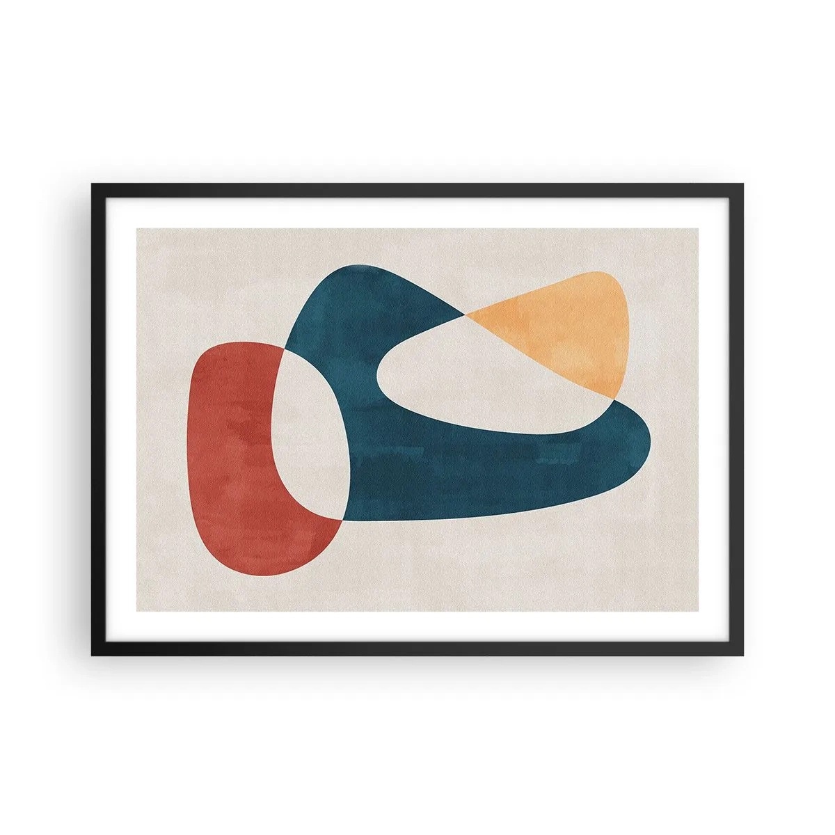 Póster en marco negro - Formas abstractas en colores armoniosos - 70x50cm - Influencias y metamorfosis - Decoración de pared moderna para salón y dormitorio ARTTOR