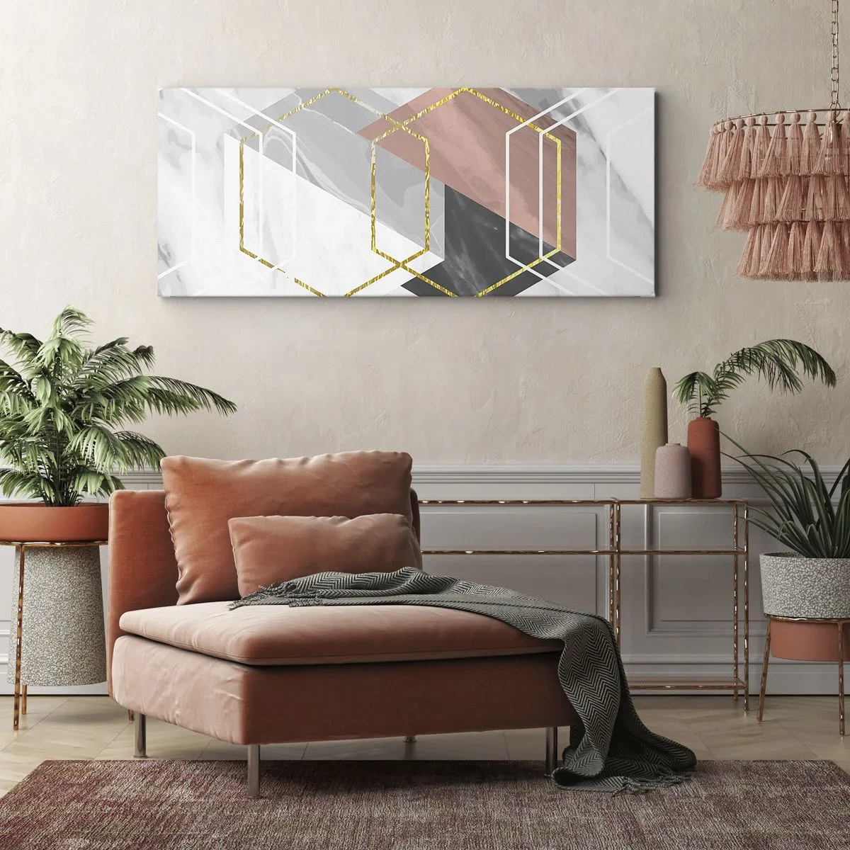 Cuadro sobre lienzo - Impresión de Imagen - Composición en cadena - 90x30 cm