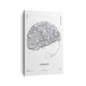 Cuadro sobre lienzo - Impresión de Imagen - Un mapa de Toronto en un estilo minimalista en blanco y negro - 80x120cm - Anatomía de Toronto - Decoración de pared moderna para salón y dormitorio ARTTOR