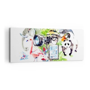 Cuadro sobre lienzo - Impresión de Imagen - Gráficos coloridos con temas de naturaleza y safari. - 120x50cm - En la objetivo de un viajero - Decoración de pared moderna para salón y dormitorio ARTTOR