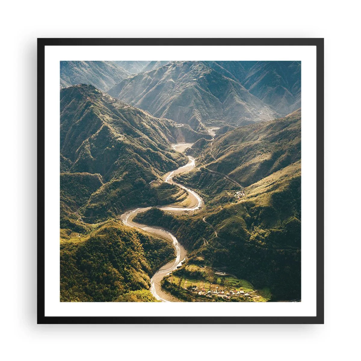 Póster en marco negro - Directamente desde el corazón de las montañas - 60x60 cm