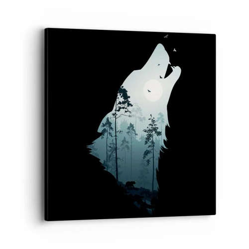 Cuadro sobre lienzo - Impresión de Imagen - Voz de la noche del bosque - 40x40 cm