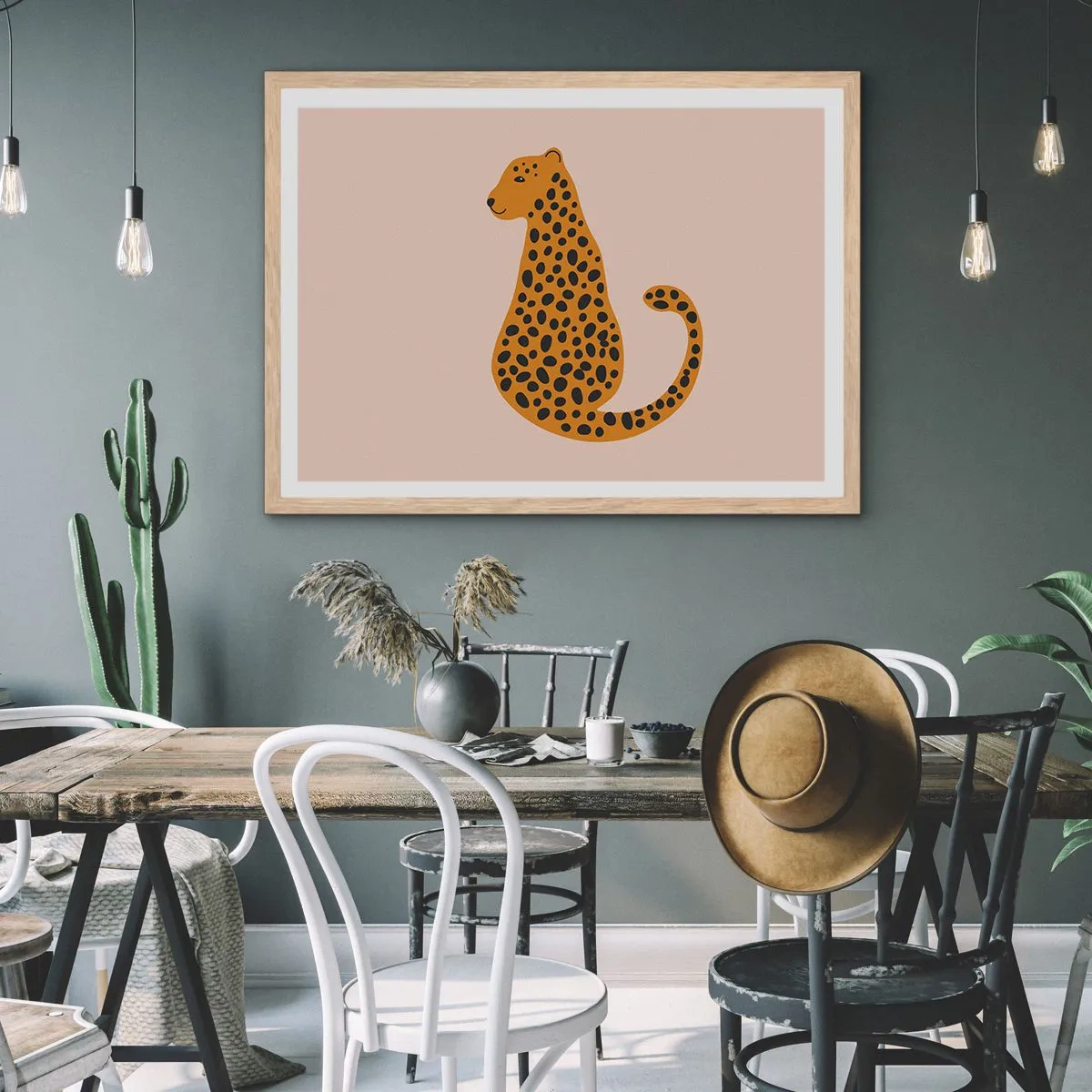 Póster en marco roble claro - El estampado de leopardo está de moda - 40x30 cm