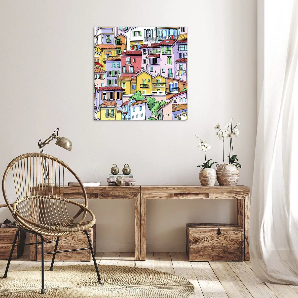 Cuadro sobre lienzo - Impresión de Imagen - Ciudad alegre - 30x30 cm