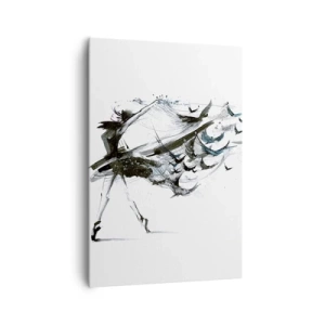Cuadro sobre lienzo - Impresión de Imagen - Una bailarina con un vestido dinámico con forma de pájaro. - 70x100cm - La magia de la música te hace libre - Decoración de pared moderna para salón y dormitorio ARTTOR