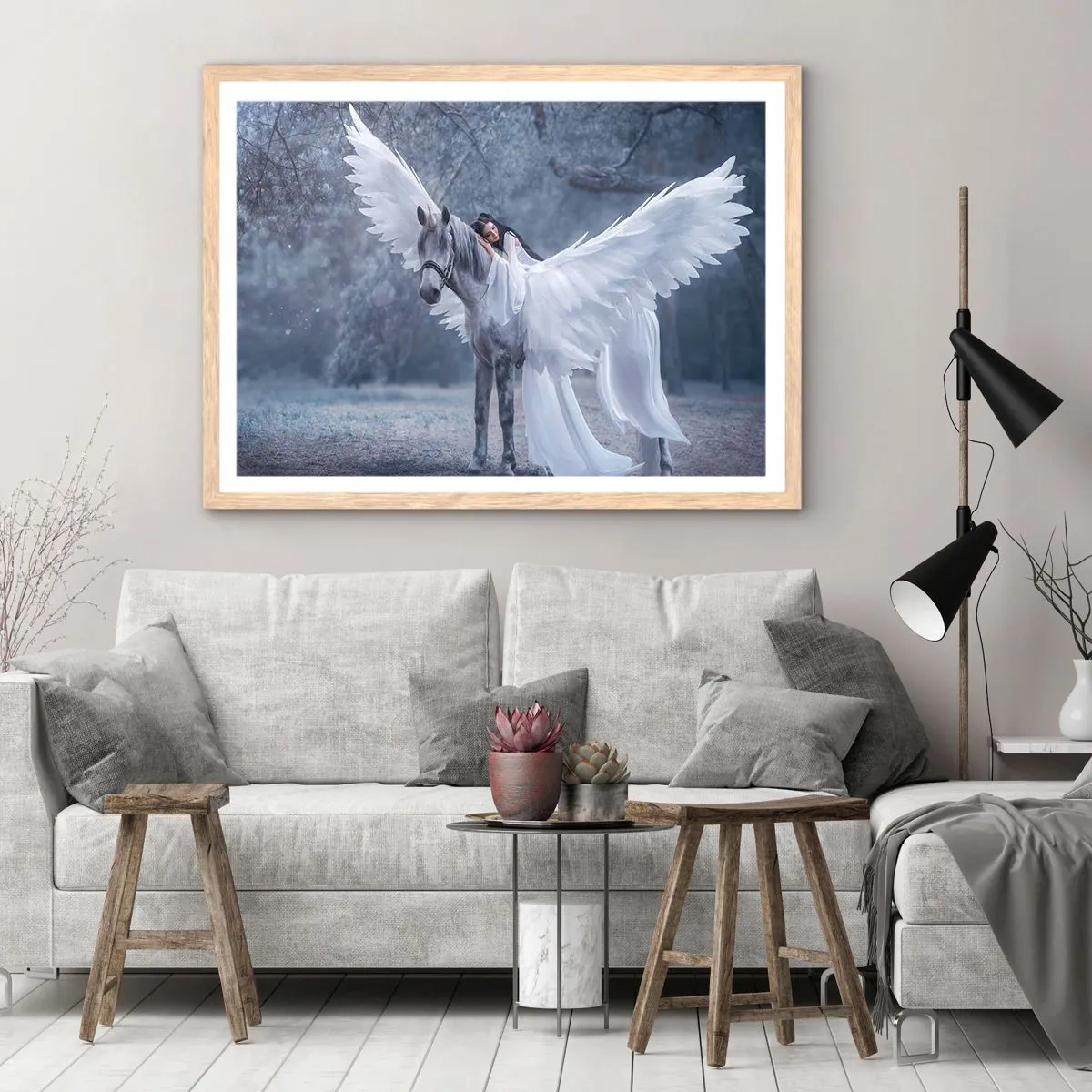 Póster en marco roble claro - Un momento de inspiración - 70x50 cm