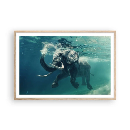 Póster en marco roble claro - A todos nos gusta nadar - 91x61 cm