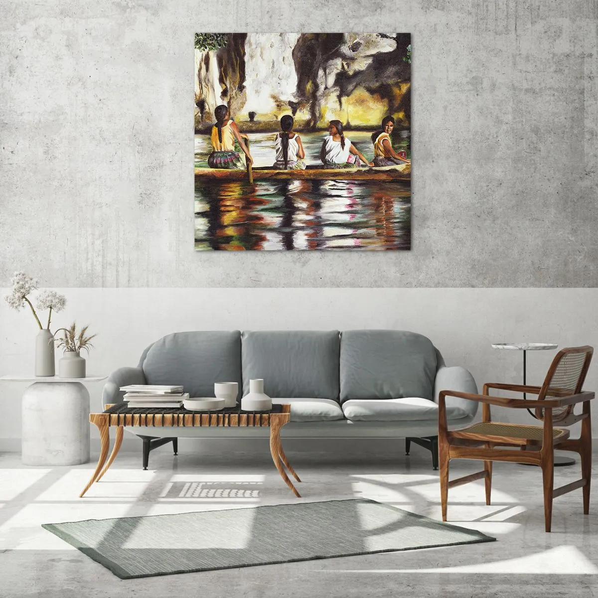 Cuadro sobre vidrio - Impresiones sobre Vidrio - En un paraíso polinesio - 60x60 cm