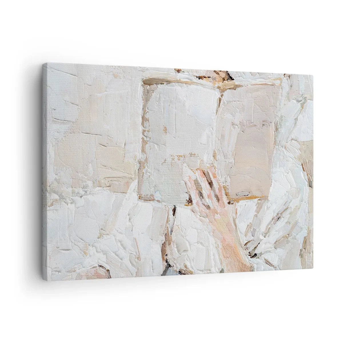 Cuadro sobre lienzo - Impresión de Imagen - Una pintura impresionista de una mano sosteniendo un libro abierto. - 70x50cm - En otro mundo - Decoración de pared moderna para salón y dormitorio ARTTOR