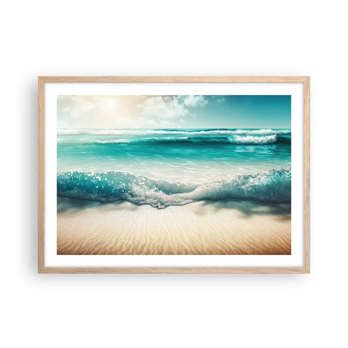 Póster en marco roble claro - Calma oceánica - 70x50 cm