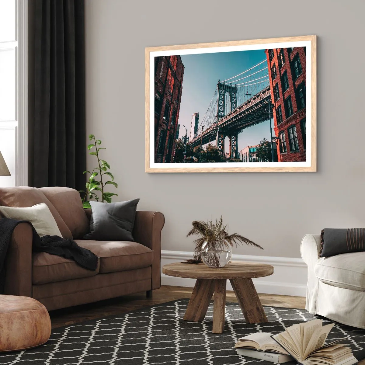 Póster en marco roble claro - Sobre el fluir de la ciudad - 100x70 cm