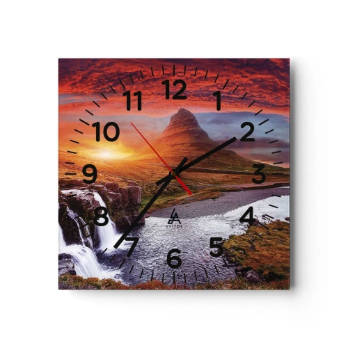 Reloj de pared - Reloj de vidrio - Una vista de la Tierra Media - 40x40 cm