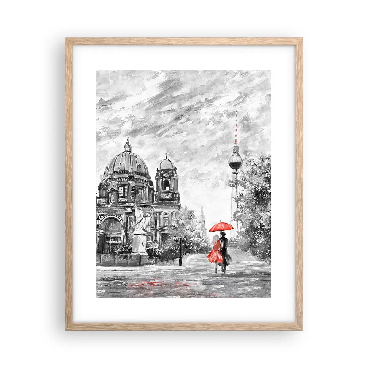 Póster en marco roble claro - Reunión en Berlín - 40x50 cm