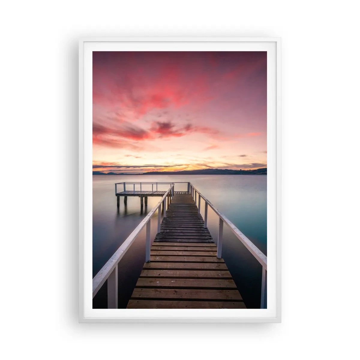 Póster en marco blanco - La suave llama del atardecer - 70x100 cm