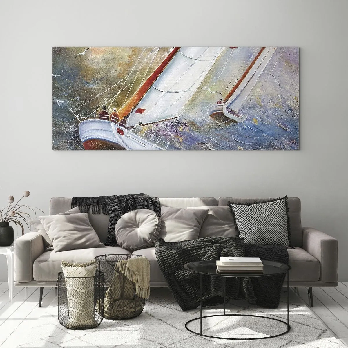 Cuadro sobre vidrio - Impresiones sobre Vidrio - Surcando las olas - 100x40 cm
