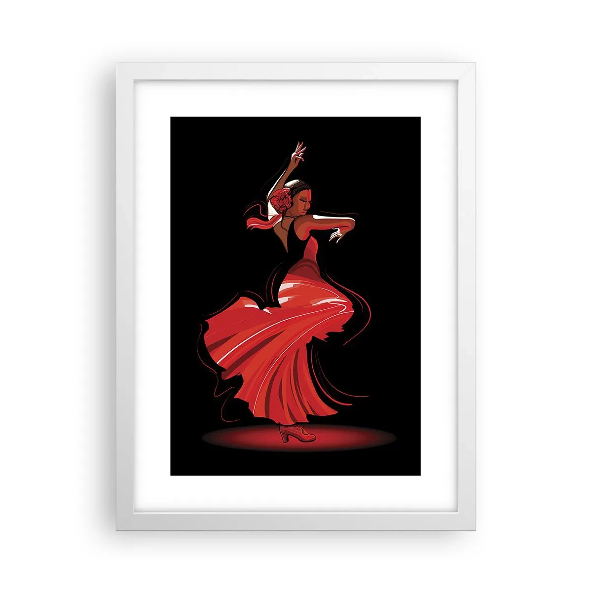 Póster en marco blanco - El espíritu ardiente del flamenco - 30x40 cm