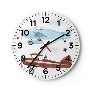 Reloj de pared - Reloj de vidrio - ¡Piloto, estamos esperando! - 30x30 cm