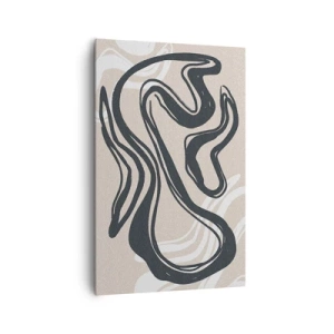 Cuadro sobre lienzo - Impresión de Imagen - Líneas abstractas en tonos oscuros sobre un fondo beige. - 80x120cm - Expresión multiplicada - Decoración de pared moderna para salón y dormitorio ARTTOR
