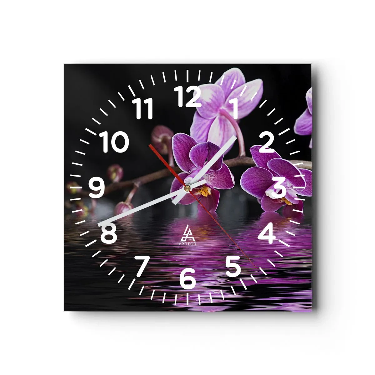 Reloj de pared - Reloj de vidrio - Un reflejo lila de la belleza - 40x40 cm