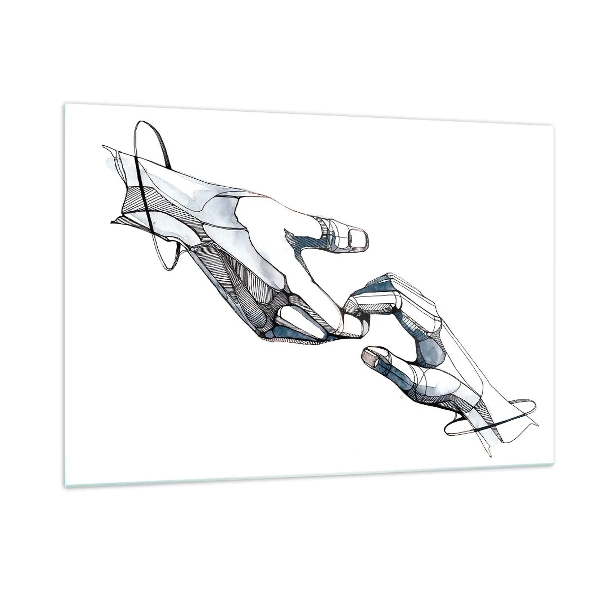 Cuadro sobre vidrio - Impresiones sobre Vidrio - Ilustración artística de dos manos en estilo abstracto. - 120x80cm - Un buen gesto - Decoración de pared moderna para salón y dormitorio ARTTOR