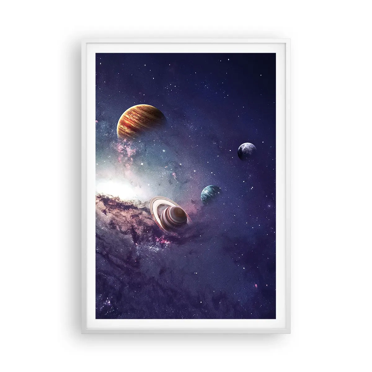 Póster en marco blanco - La danza alrededor del Sol - 70x100 cm