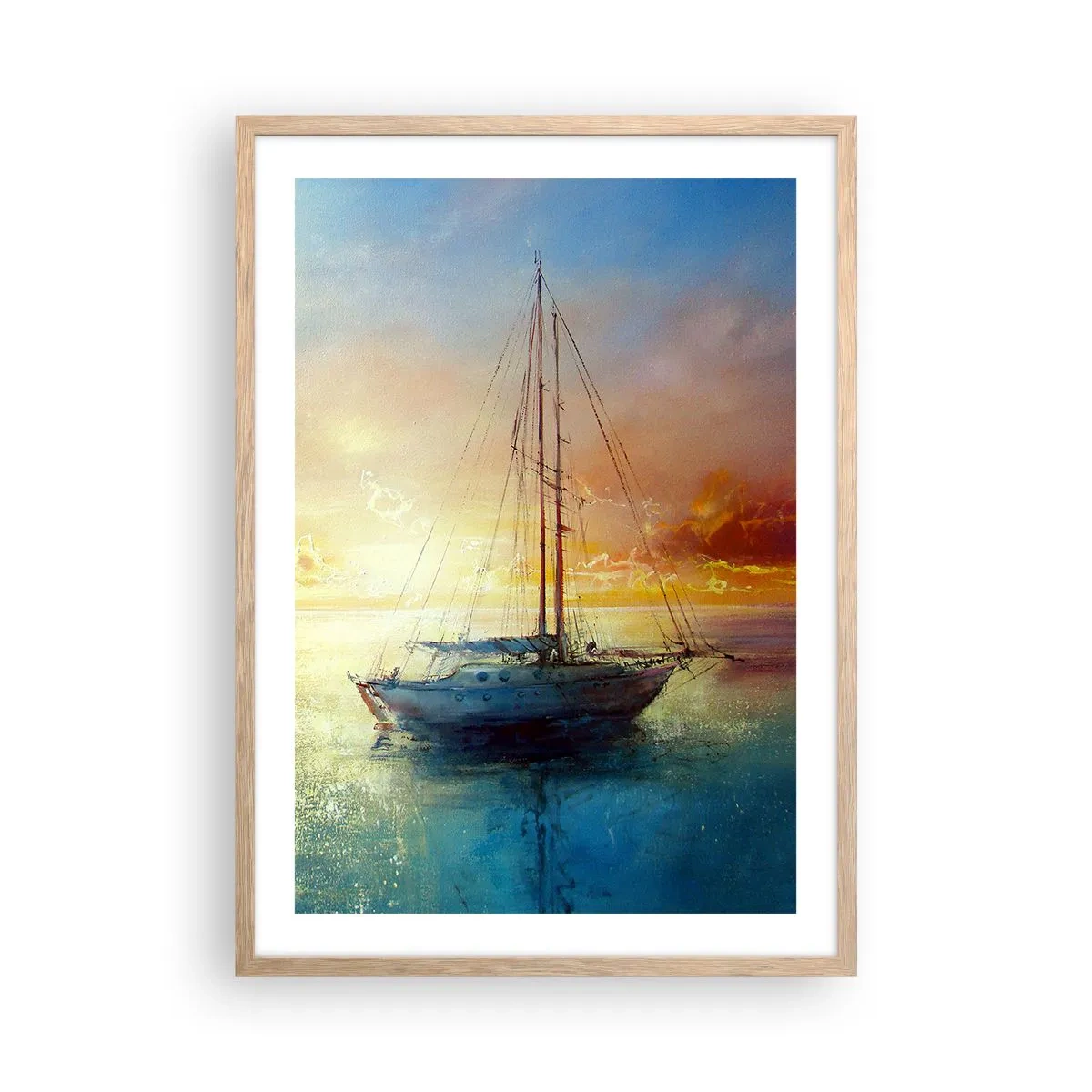 Póster en marco roble claro - En una bahía dorada - 50x70 cm