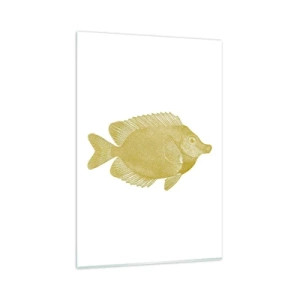 Cuadro sobre vidrio - Impresiones sobre Vidrio - Pez dorado vintage sobre un fondo claro - 80x120cm - No recuerdo quién eras - Decoración de pared moderna para salón y dormitorio ARTTOR