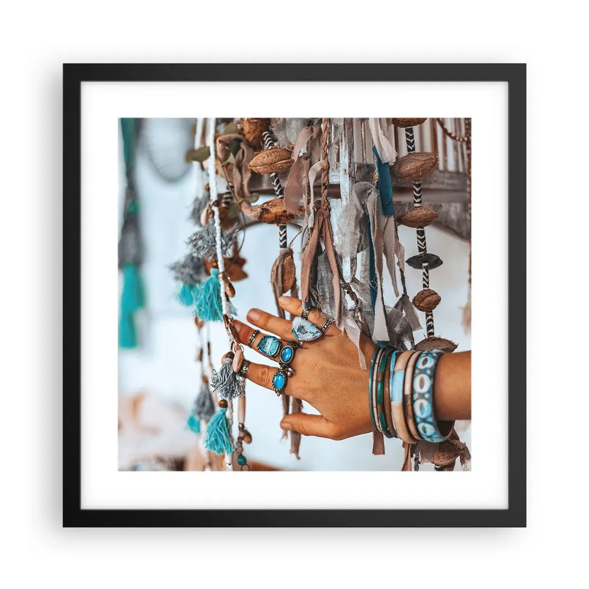 Póster en marco negro - Tesoros locales - 40x40 cm