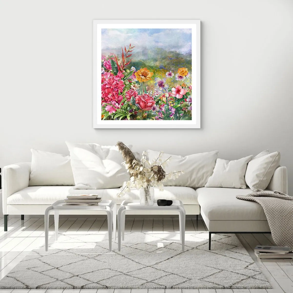 Póster en marco blanco - Un jardín enloquecido - 30x30 cm