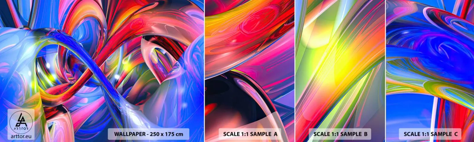 Muestra De Fotomural Standard Eco - Una danza de colores - Abstracción, 3D, Gráficos - 100x30 cm