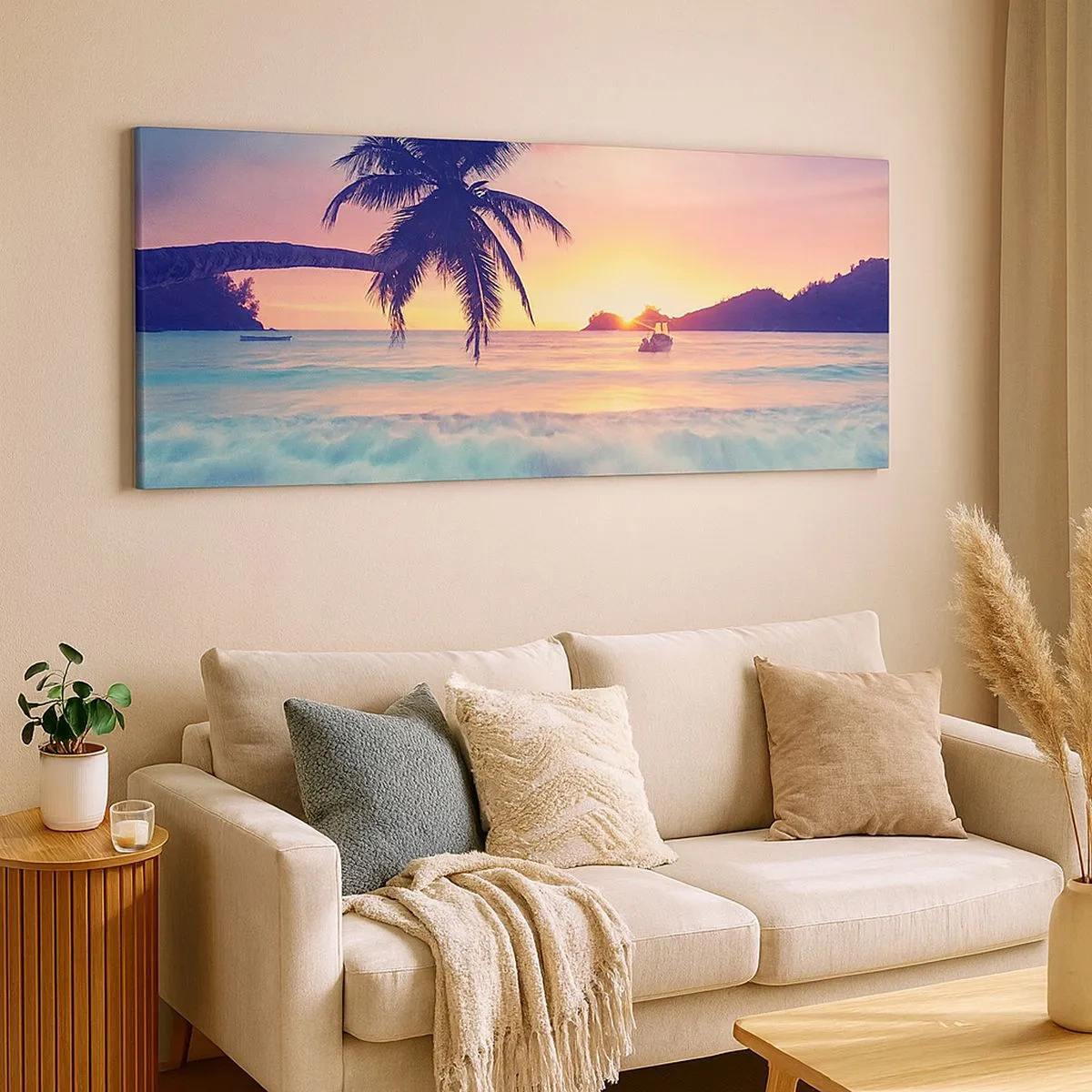 Cuadro sobre lienzo - Impresión de Imagen - Atardecer en la bahía - 100x40 cm