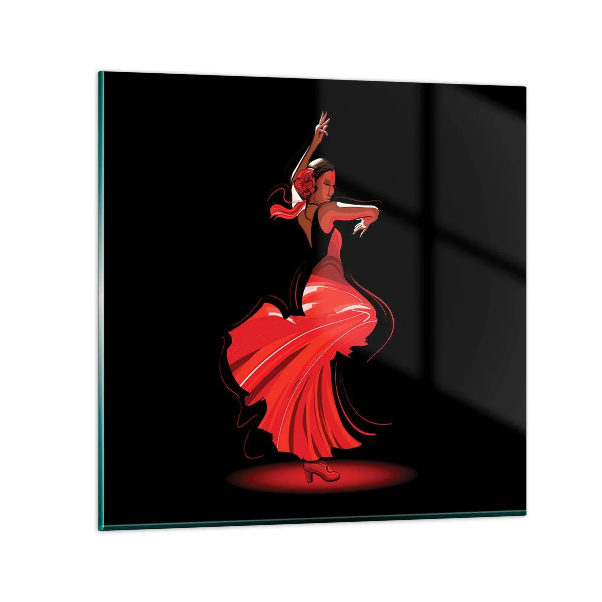 Cuadro sobre vidrio - Impresiones sobre Vidrio - El espíritu ardiente del flamenco - 50x50 cm