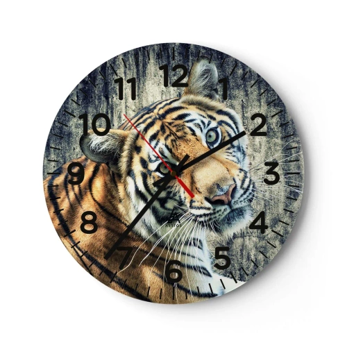 Reloj de pared - Reloj de vidrio - Retrato en corrientes de luz - 30x30 cm