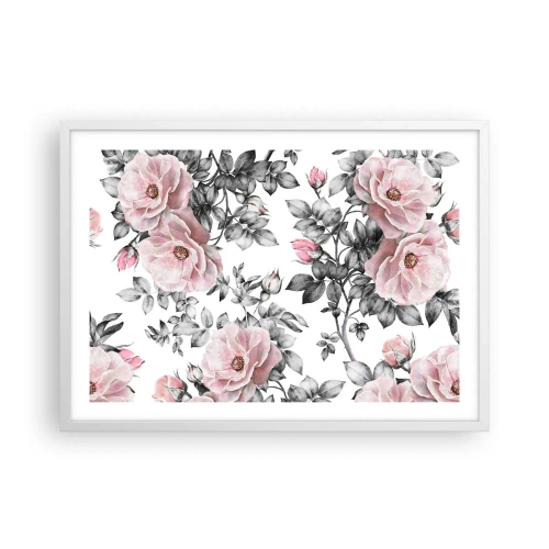 Póster en marco blanco - Entre las rosas - 70x50 cm
