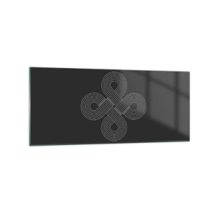 Cuadro sobre vidrio - Impresiones sobre Vidrio - Patrón celta en estilo minimalista sobre fondo negro. - 120x50cm - El espíritu celta - Decoración de pared moderna para salón y dormitorio ARTTOR