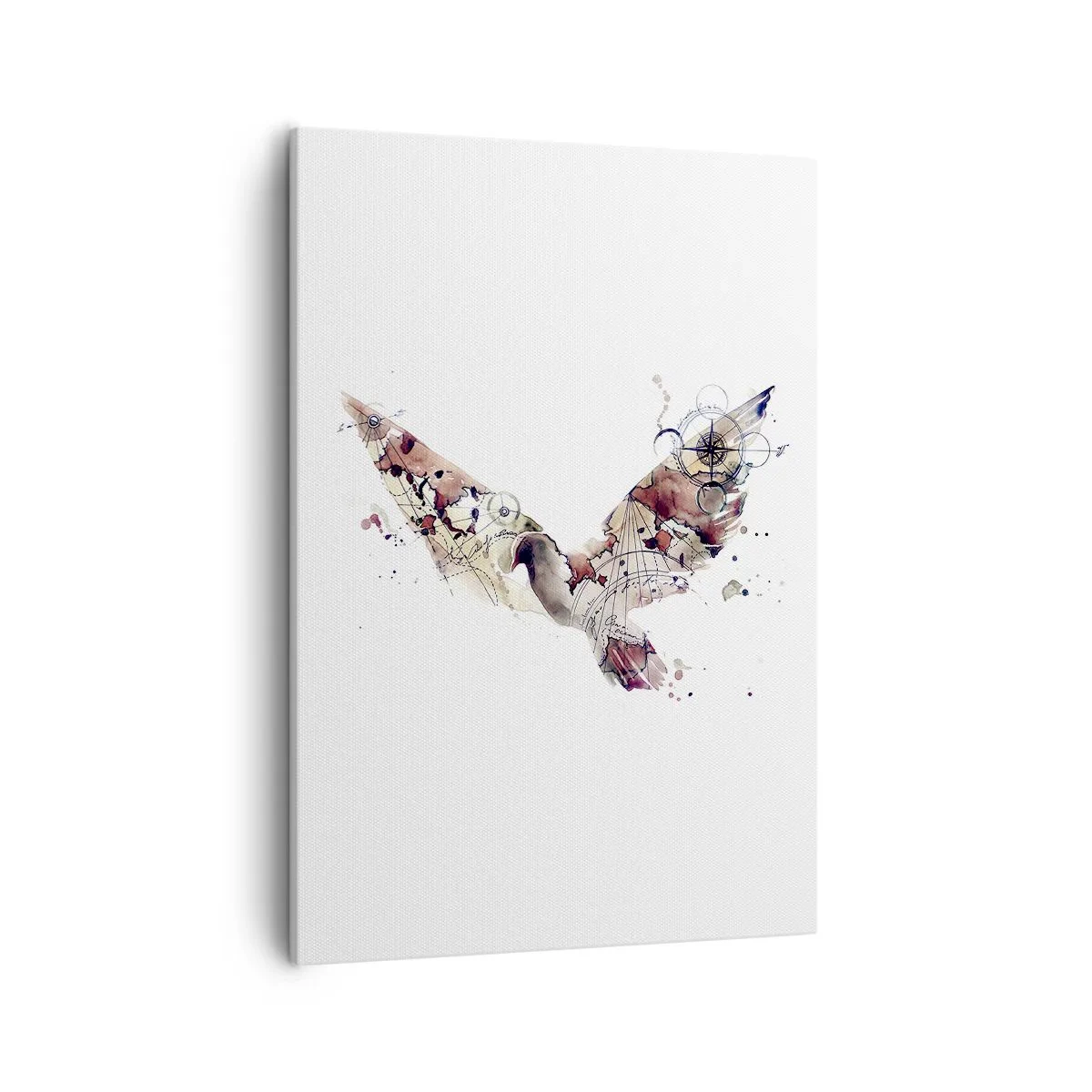 Cuadro sobre lienzo - Impresión de Imagen - Silueta artística de pájaro con patrones geométricos. - 50x70cm - Vagabundo volador - Decoración de pared moderna para salón y dormitorio ARTTOR
