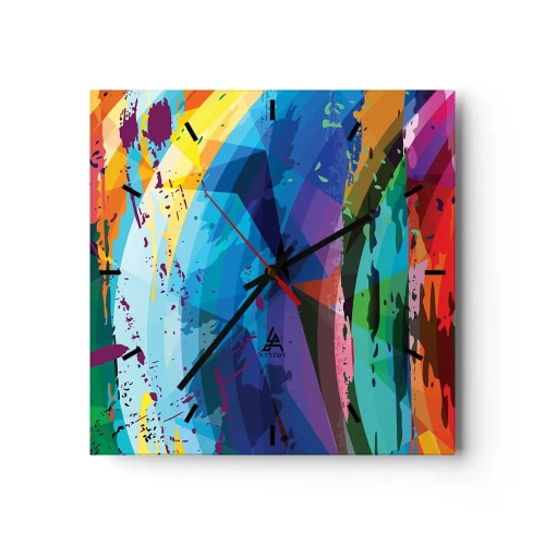 Reloj de pared - Reloj de vidrio - Vértigo de colores - 40x40 cm