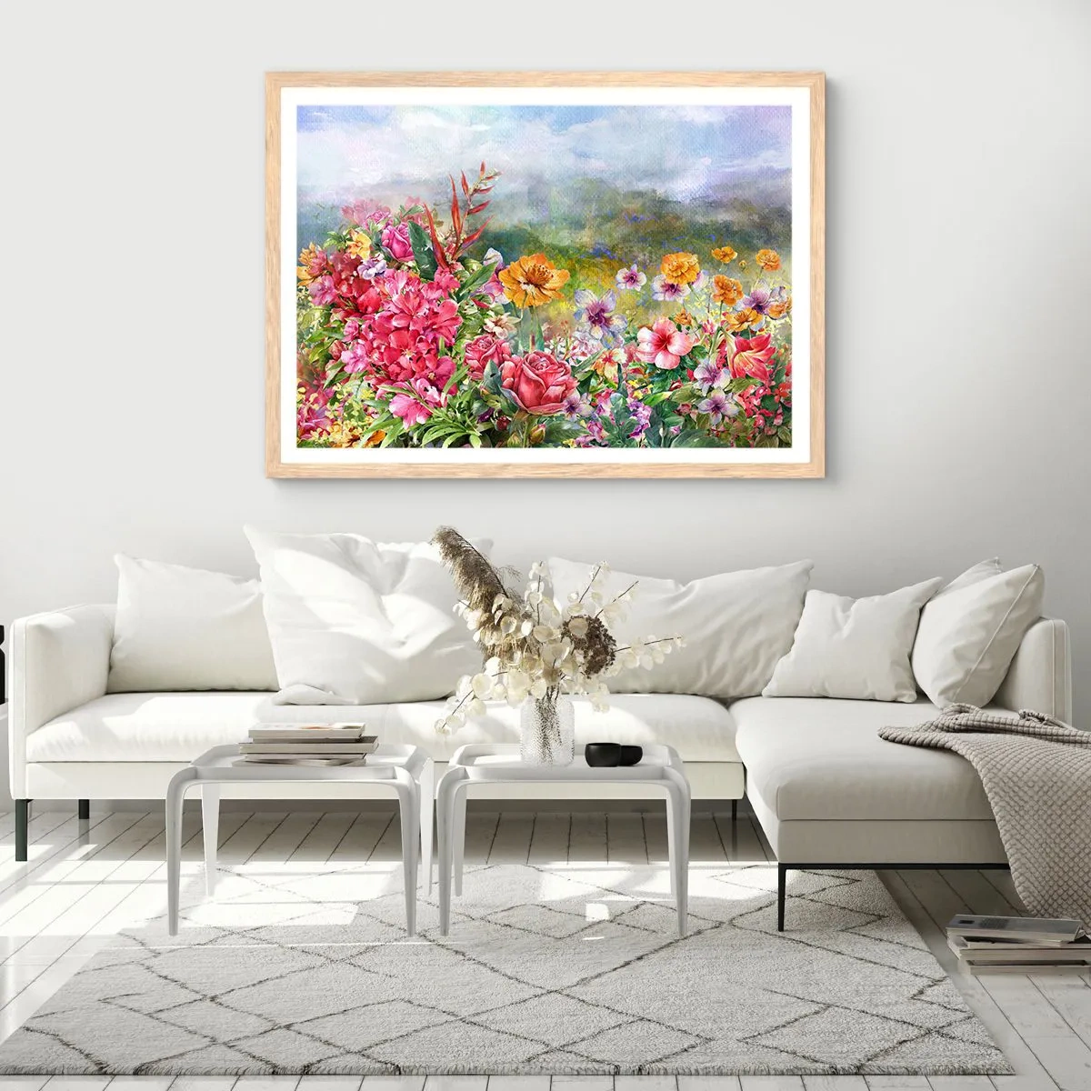Póster en marco roble claro - Un jardín enloquecido - 40x30 cm