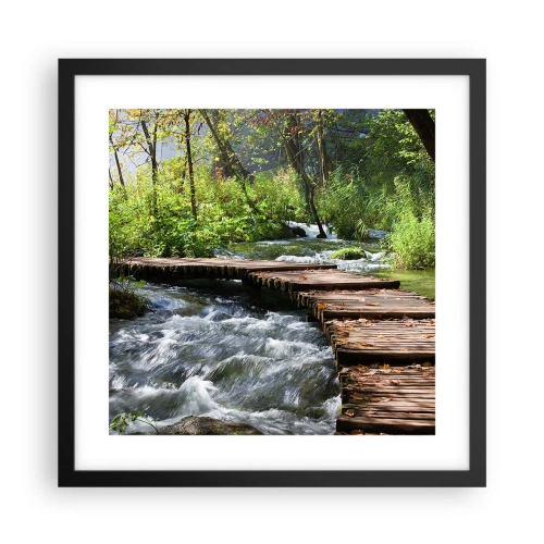 Póster en marco negro - Sobre una cascada de espuma - 40x40 cm