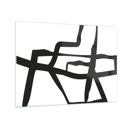 Cuadro sobre vidrio - Impresiones sobre Vidrio - Una estructura abstracta en blanco y negro que se asemeja a un diseño urbano. - 70x50cm - Construcción en blanco y negro - Decoración de pared moderna para salón y dormitorio ARTTOR