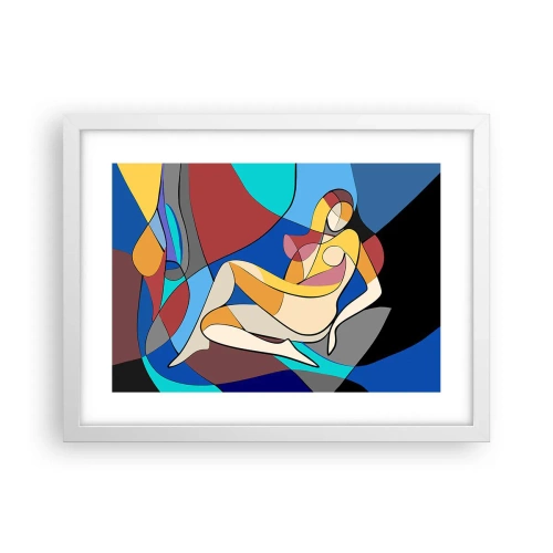 Póster en marco blanco - Desnudo cubista - 40x30 cm