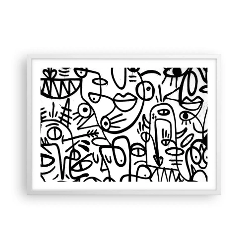 Póster en marco blanco - Rostros y espejismos - 70x50 cm