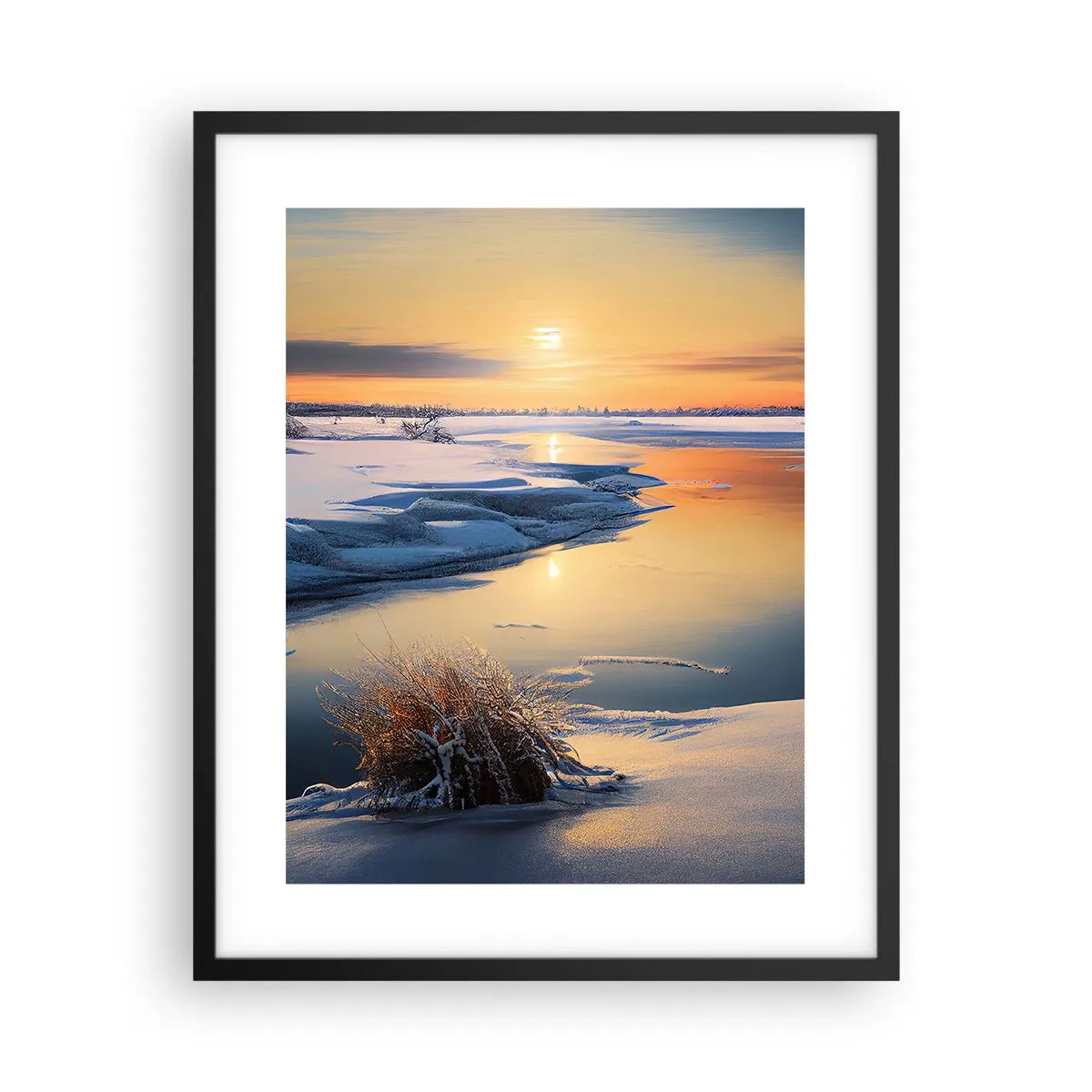 Póster en marco negro - Atardecer de invierno - 40x50 cm