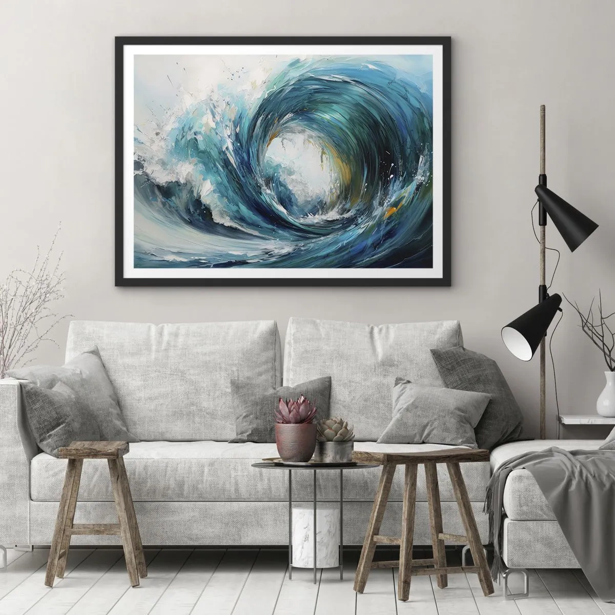 Póster en marco negro - Portal marino - 91x61 cm