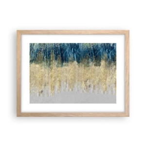 Póster en marco roble claro - Frontera de líneas doradas - 40x30 cm