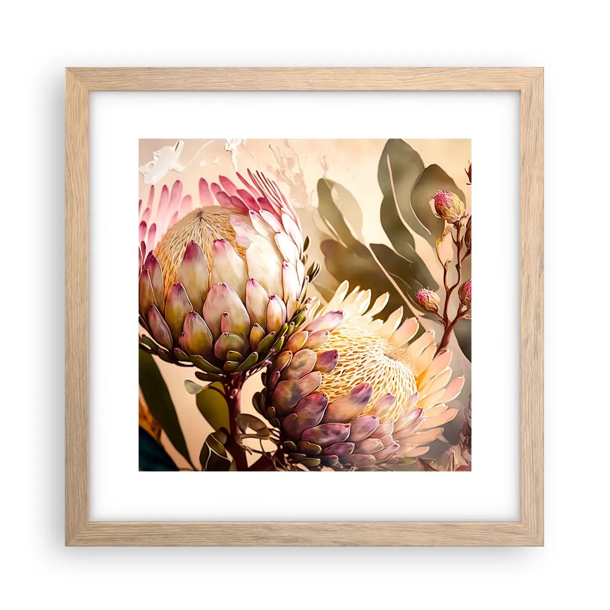 Póster en marco roble claro - Abrazados con ternura - 30x30 cm