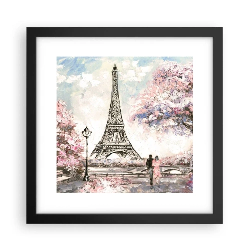 Póster en marco negro - Un paseo por París en abril - 30x30 cm
